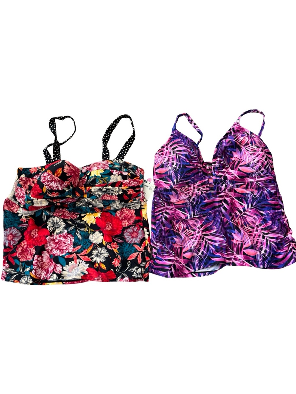 George Plus Tankini Top Lot of 2 Floral & Tropical Print Size 1X NWT